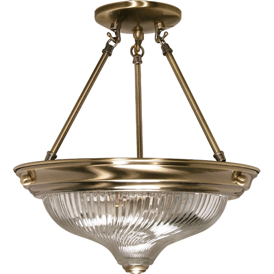 Nuvo Lighting 60/233  2 Light - 13" - Semi-Flush - Clear Swirl Glass in Antique Brass Finish
